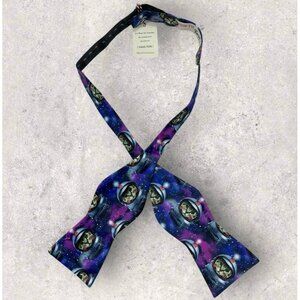 NEW TUESDAY Polyester Self Bow Tie Purple Astronaut Cat USA Flag W:2.7"